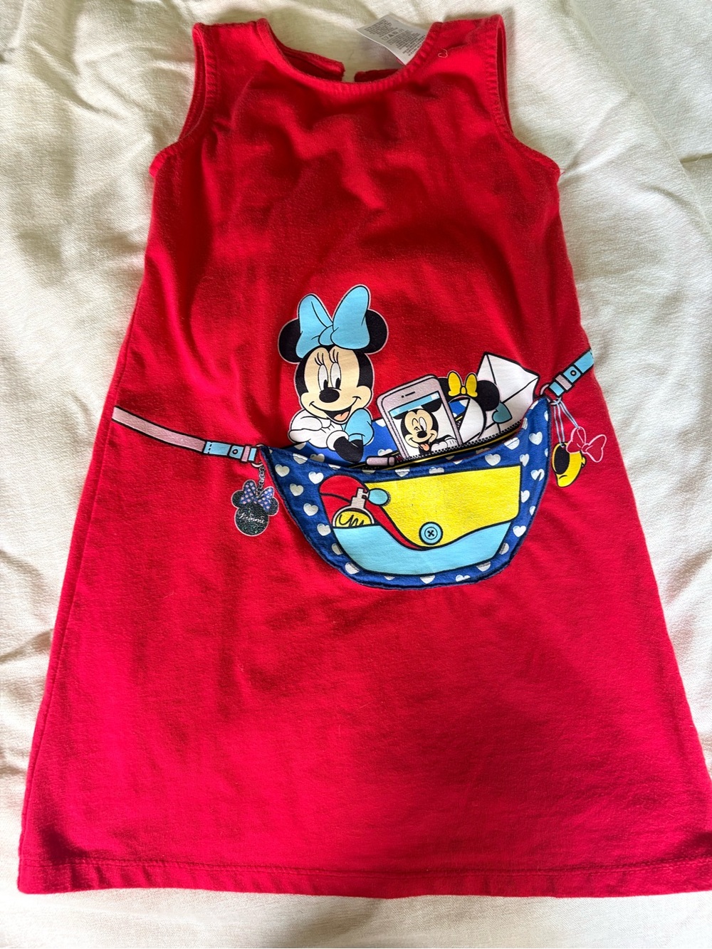 Disney Red Minnie Mouse Tank Dress with Blue Fanny Pack Graphic